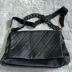 Extra large black Italian leather bag
